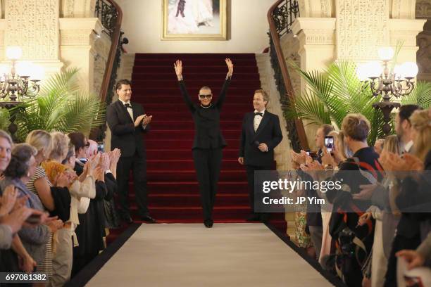 Rodrigo Basilicata, Maryse Gaspard and Matthew Gonder walk the runway during the Pierre Cardin: 70 Years of Innovation fashion show at The Breakers...