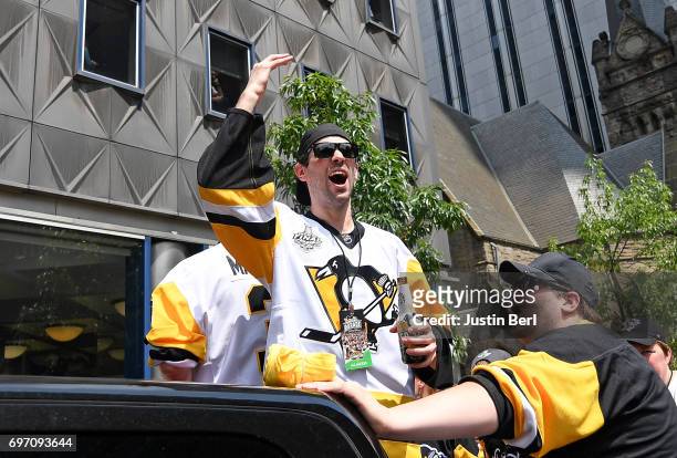 Justin Schultz of the Pittsburgh Penguins during the Victory Parade and Rally on June 14, 2017 in Pittsburgh, Pennsylvania.