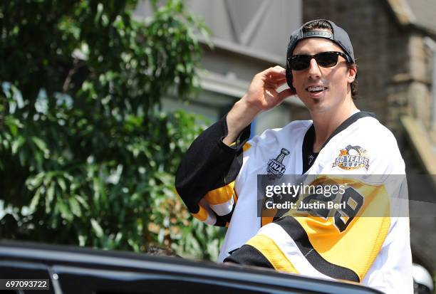 Marc-Andre Fleury of the Pittsburgh Penguins during the Victory Parade and Rally on June 14, 2017 in Pittsburgh, Pennsylvania.