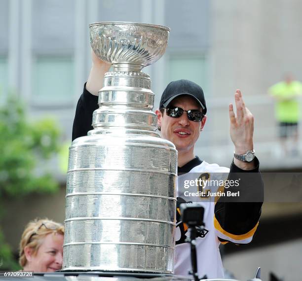 Sidney Crosby of the Pittsburgh Penguins during the Victory Parade and Rally on June 14, 2017 in Pittsburgh, Pennsylvania.