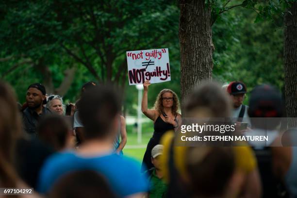 Protesters gather in Loring Park on July 17, 2017 in Minneapolis, Minnesota. Demonstrations have taken place each day since a jury acquitted police...
