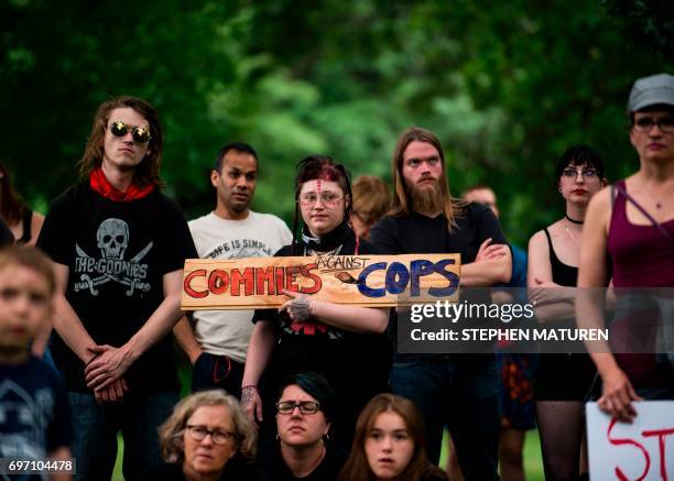 Protesters gather in Loring Park on July 17, 2017 in Minneapolis, Minnesota. Demonstrations have taken place each day since a jury acquitted police...