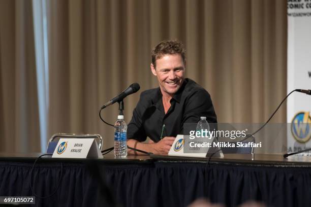 Actor Brian Krause talks during "The Charmed Life: A conversation with Holly Marie Combs and Brian Krause" session at Sacramento Convention Center on...