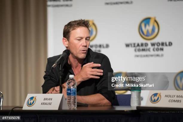 Actor Brian Krause talks during "The Charmed Life: A conversation with Holly Marie Combs and Brian Krause" session at Sacramento Convention Center on...