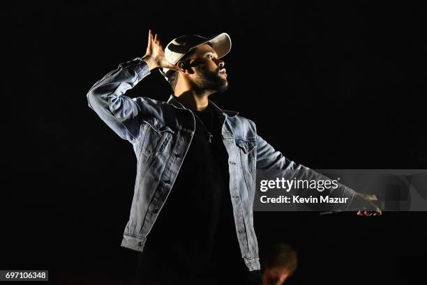 The Weeknd performs onstage during the 2017 Firefly Music Festival on June 17, 2017 in Dover, Delaware.