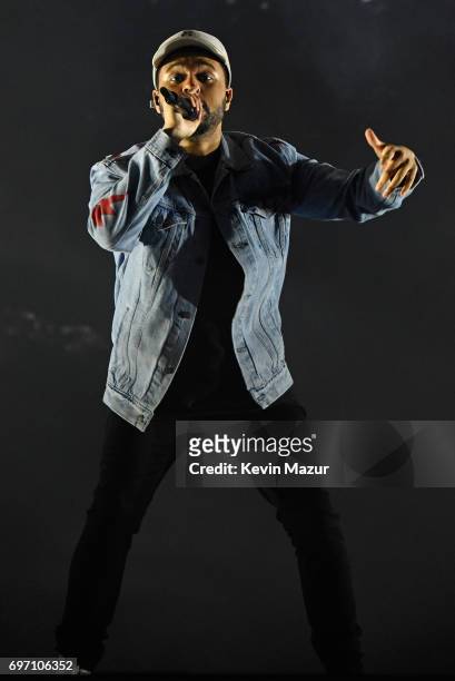 The Weeknd performs onstage during the 2017 Firefly Music Festival on June 17, 2017 in Dover, Delaware.