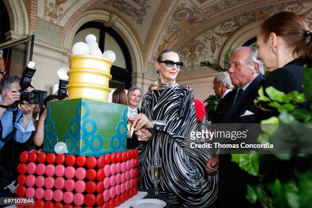 Maryse Gaspard celbrates after the Pierre Cardin: 70 Years Of Innovation fashion show at The Breakers on June 17, 2017 in Newport, Rhode Island.
