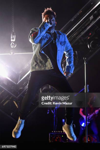 The Weeknd performs onstage during the 2017 Firefly Music Festival on June 17, 2017 in Dover, Delaware.