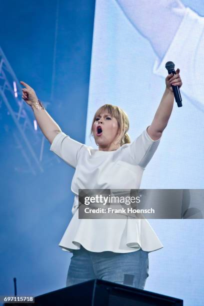 Singer Maite Kelly performs live during the show 'Die Schlagernacht des Jahres' at the Waldbuehne on June 17, 2017 in Berlin, Germany.