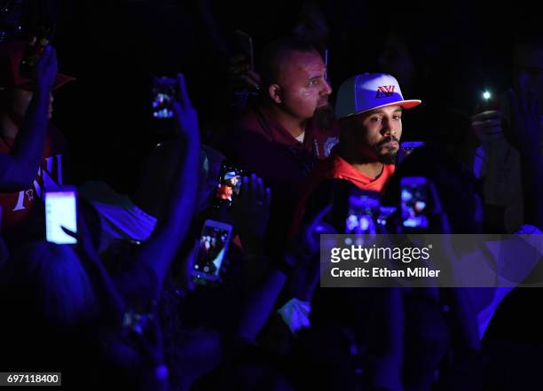 Andre Ward walks to the ring before his light heavyweight championship bout against Sergey Kovalev at the Mandalay Bay Events Center on June 17, 2017...