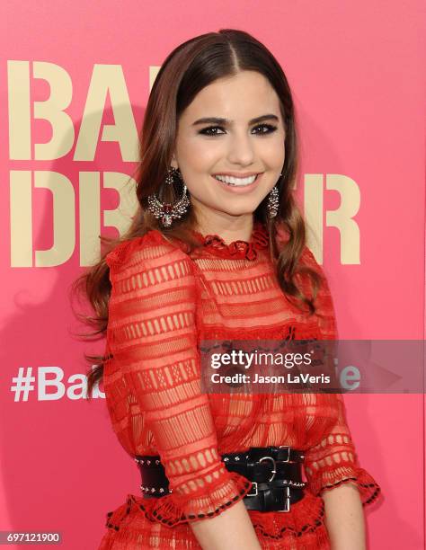 Violetta Komyshan attends the premiere of "Baby Driver" at Ace Hotel on June 14, 2017 in Los Angeles, California.