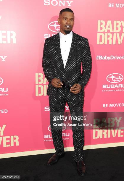 Actor Jamie Foxx attends the premiere of "Baby Driver" at Ace Hotel on June 14, 2017 in Los Angeles, California.