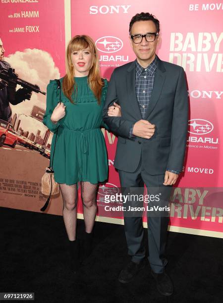 Actress Natasha Lyonne and actor Fred Armisen attend the premiere of "Baby Driver" at Ace Hotel on June 14, 2017 in Los Angeles, California.