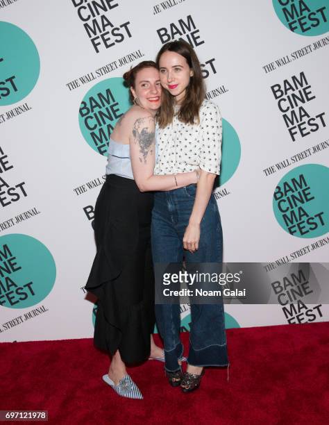 Lena Dunham and Zoe Kazan attend the BAMcinemaFest 2017 screening of "Landline" at BAM Harvey Theater on June 17, 2017 in New York City.