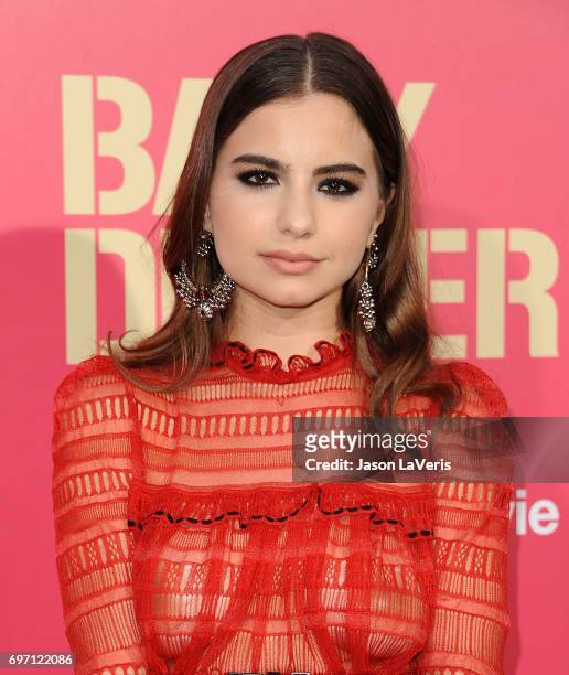 Violetta Komyshan attends the premiere of "Baby Driver" at Ace Hotel on June 14, 2017 in Los Angeles, California.