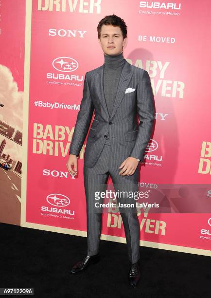 Actor Ansel Elgort attends the premiere of "Baby Driver" at Ace Hotel on June 14, 2017 in Los Angeles, California.