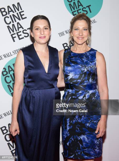 Director Gillian Robespierre and actress Edie Falco attend the BAMcinemaFest 2017 screening of "Landline" at BAM Harvey Theater on June 17, 2017 in...