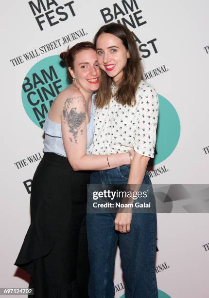 Lena Dunham and Zoe Kazan attend the BAMcinemaFest 2017 screening of "Landline" at BAM Harvey Theater on June 17, 2017 in New York City.