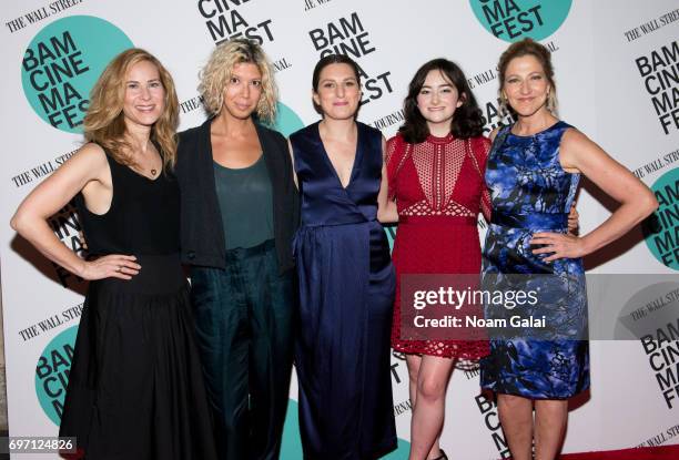 Rachel Shane, Elisabeth Holm, Gillian Robespierre, Abby Quinn and Edie Falco attend the BAMcinemaFest 2017 screening of "Landline" at BAM Harvey...