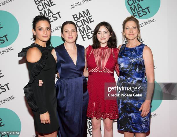 Jenny Slate, Gillian Robespierre, Abby Quinn and Edie Falco attends the BAMcinemaFest 2017 screening of "Landline" at BAM Harvey Theater on June 17,...