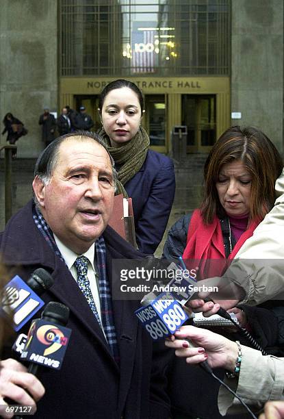 Attorney Robert Morvillo, representing actor Robert Iler, speaks to the news media outside the New York Supreme Criminal Court February 1, 2002 in...