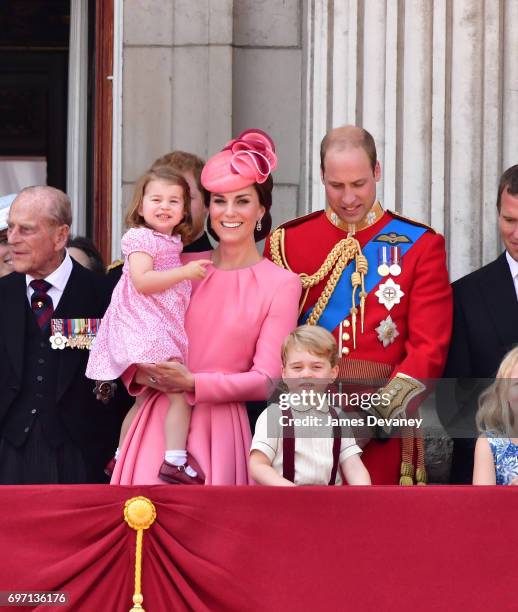 Prince Philip, Duke of Edinburgh, Princess Charlotte of Cambridge, Catherine, Duchess of Cambridge, Prince George of Cambridge and Prince William,...