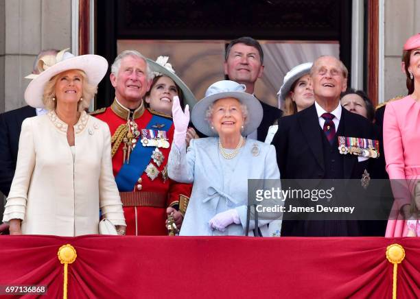 Camilla, Duchess of Cornwall, Prince Charles, Prince of Wales, Princess Eugenie of York, Queen Elizabeth II, Vice Admiral Timothy Laurence, Princess...