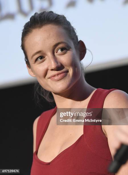 Sarah Dumont speaks at the "Serpent" Premiere during the 2017 Los Angeles Film Festival at Arclight Cinemas Culver City on June 17, 2017 in Culver...