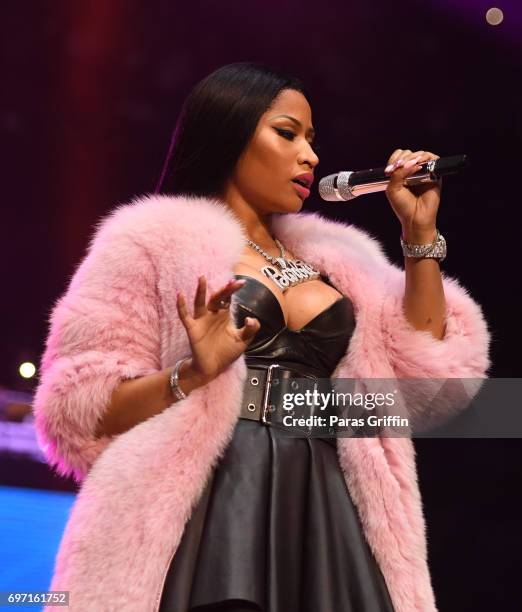 Rapper Nicki Minaj performs onstage at Hot 107.9 Birthday Bash ATL: Pop Up Edition at Philips Arena on June 17, 2017 in Atlanta, Georgia.