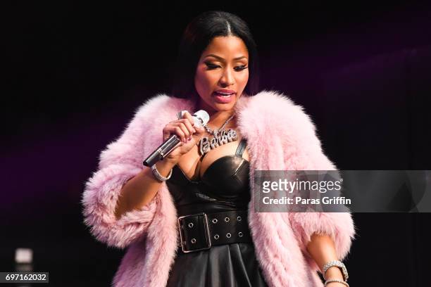 Rapper Nicki Minaj performs onstage at Hot 107.9 Birthday Bash ATL: Pop Up Edition at Philips Arena on June 17, 2017 in Atlanta, Georgia.
