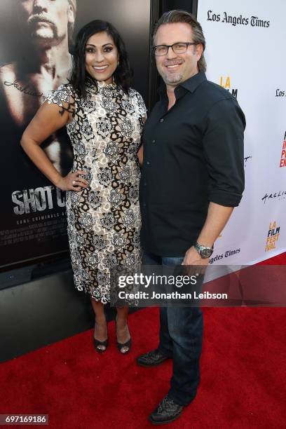 Hanny Patel and Ric Roman Waugh attend the AT&T And Saban Films Present The LAFF Gala Premiere Of Shot Caller at ArcLight Cinemas on June 17, 2017 in...