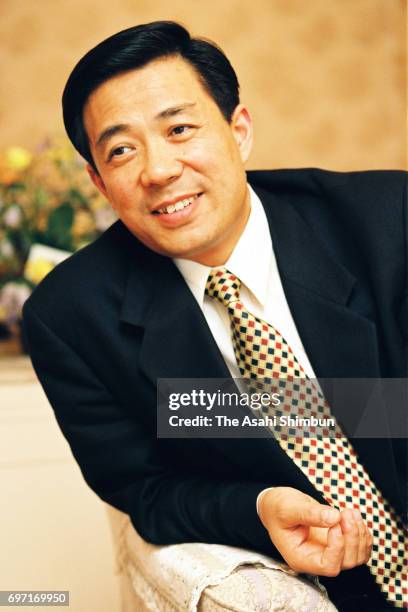 Dalian Mayor Bo Xilai speaks during the Asahi Shimbun interview on April 28, 1995 in Tokyo, Japan.