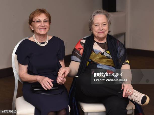 Dr Emily Iker and actress Kathy Bates attend Academy Award Winner and LE&RN Spokesperson Kathy Bates Hosts Reception On The Eve Of The Third Annual...