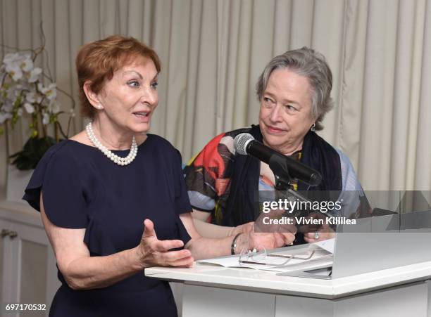 Dr Emily Iker and actress Kathy Bates attend Academy Award Winner and LE&RN Spokesperson Kathy Bates Hosts Reception On The Eve Of The Third Annual...