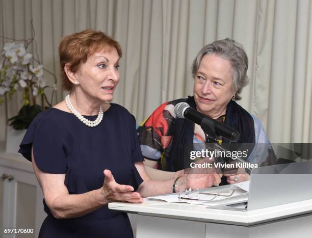 Dr Emily Iker and actress Kathy Bates attend Academy Award Winner and LE&RN Spokesperson Kathy Bates Hosts Reception On The Eve Of The Third Annual...