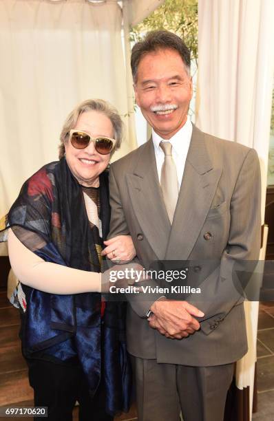 Actress Kathy Bates and Ken Fujimoto attend Academy Award Winner and LE&RN Spokesperson Kathy Bates Hosts Reception On The Eve Of The Third Annual...