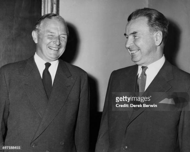 British Foreign Secretary, Selwyn Lloyd with his Polish counterpart, Adam Rapacki , at the Foreign Office, 12th September 1958.