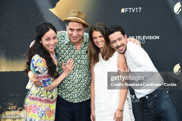 Karina Testa, Simon Abkarian, Stephanie Pasterkamp and Faycal Azizi from 'Kaboul Kitchen' TV Show poses for a Photocall during the 57th Monte Carlo...