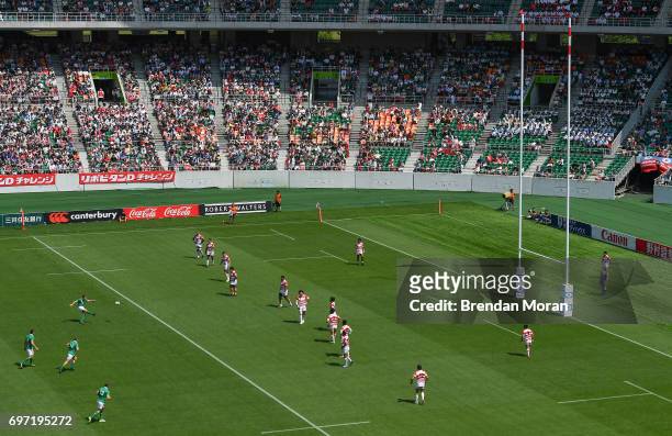Shizuoka , Japan - 17 June 2017; Paddy Jackson of Ireland kicks a penaty during the international rugby match between Japan and Ireland at the...
