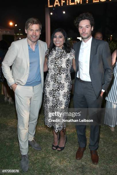 Nikolaj Coster-Waldau, Hanny Patel and Jonathan Saba attend the AT&T And Saban Films Present The LAFF Gala Premiere Of Shot Caller at ArcLight...