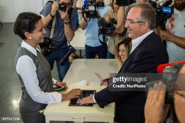 Former French Education minister and Socialist party candidate for the second round of the parlamentiary elections in the Rhone region, Najat...