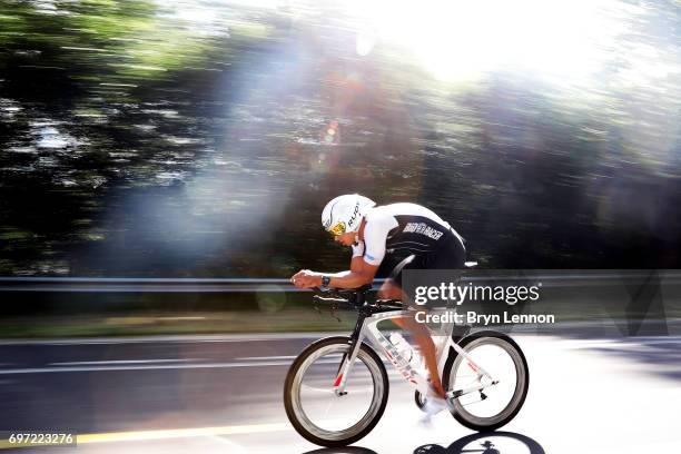 Lukasz Wojt of Germany in action during the Ironman 70.3 Luxembourg-Region Moselle race on June 18, 2017 in Remich, Luxembourg.