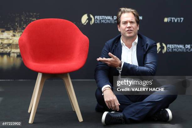 Actor Michael Weatherly poses during a photocall for the TV show "Bull" as part of the 57th Monte-Carlo Television Festival on June 18, 2017 in...