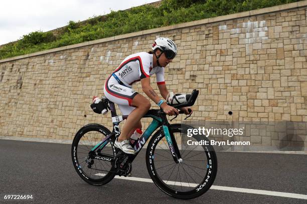 Katja Konschak of Germany in action during the Ironman 70.3 Luxembourg-Region Moselle race on June 18, 2017 in Remich, Luxembourg.