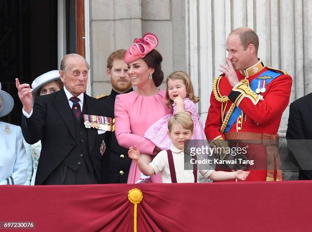 Prince Philip, Duke of Edinburgh, Catherine, Duchess of Cambridge, Princess Charlotte of Cambridge, Prince George of Cambridge and Prince William,...