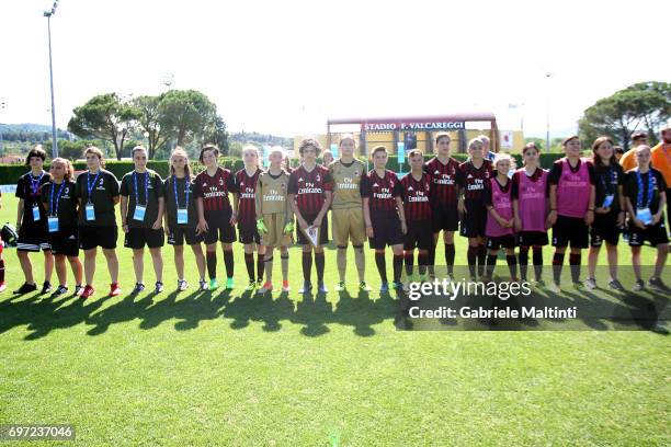 Milan under 12 poses during the Danone Cup final at Coverciano on June 18, 2017 in Florence, Italy.