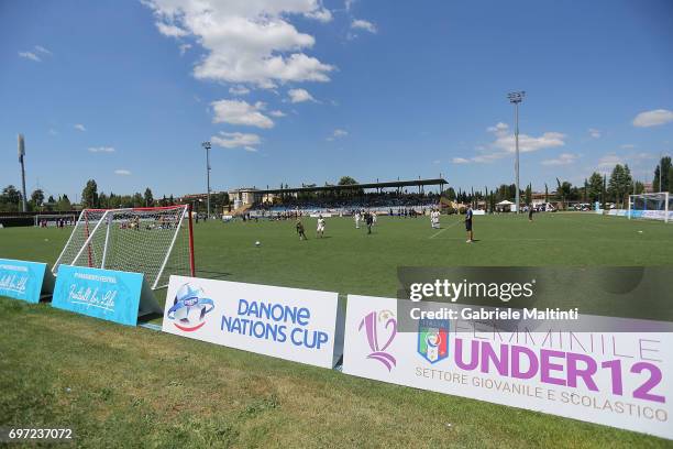 General view during the Italian Football Federation during the Danone Cup final at Coverciano on June 18, 2017 in Florence, Italy.