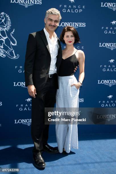 Actors Francois Vincentelli and Alice Dufour attend the 'Prix de Diane Longines 2017' on June 18, 2017 in Chantilly, France.