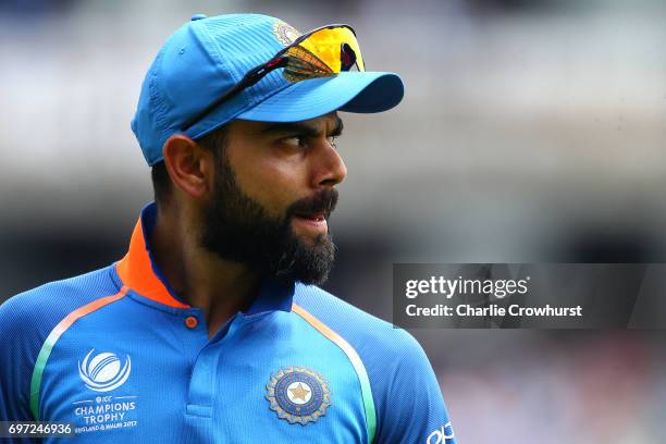 Virat Kohli of India during the ICC Champions Trophy Final match between India and Pakistan at The Kia Oval on June 18, 2017 in London, England.