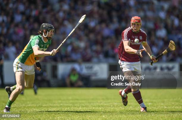 Laois , Ireland - 18 June 2017; Conor Whelan of Galway in action against Ben Conneely of Offaly during the Leinster GAA Hurling Senior Championship...